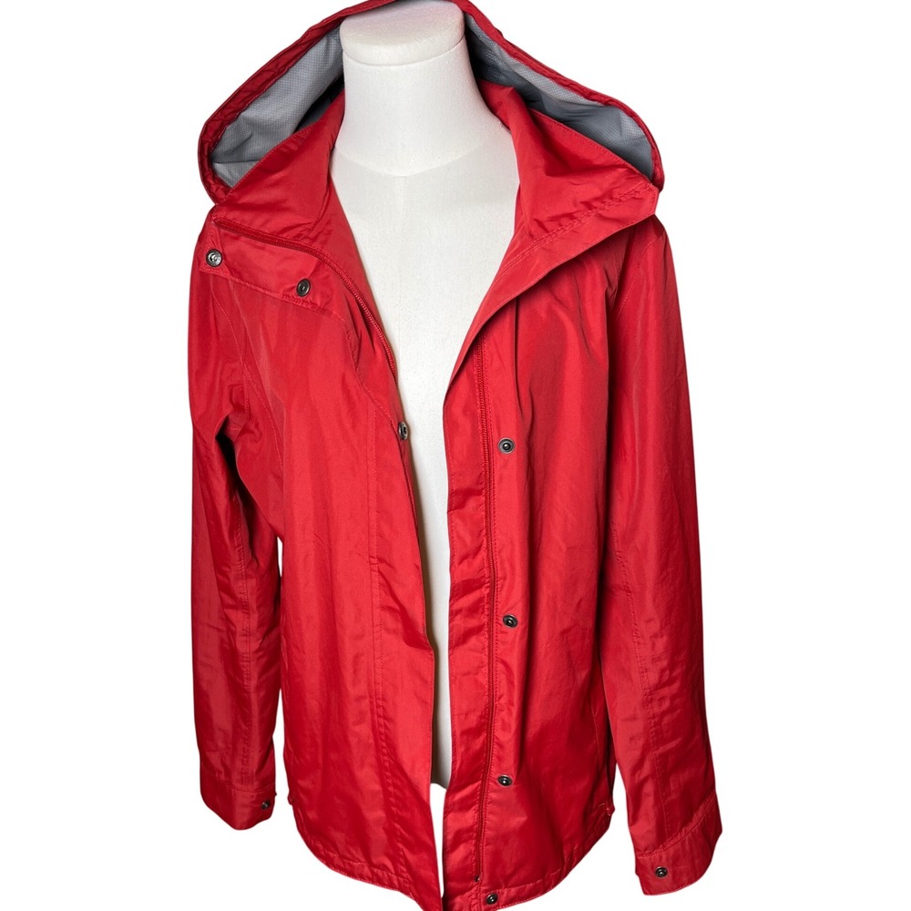 Waterproof Hooded Rain Jacket Outdoor Windbreaker Red‎ Shell Lands End Womens M